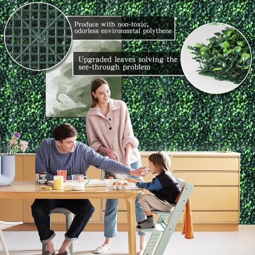 Grass Wall Panels,12Pcs 10x 10 Artificial Boxwood Hedge Panels for Indoor Outdoor Decor,Higher Density Faux Greenery Wall Backdrop Green Wall Privacy Screen for Patio Party and Backyard