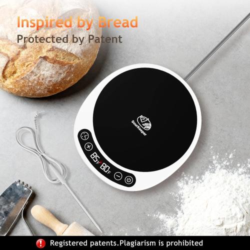 SourKeeper, Larger 2-in-1 Sourdough Starter Warmer Pro - 2026 Upgrade Larger Heating Plate, Dough Temp Probe, 1°F Control (70–110°F), 24H Timer, Real-Time Monitoring, for Beginner Bakers Pro-WHT