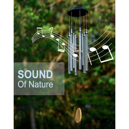 Solar Wind Chimes for Outside, DesGully 6 LED Tubes Color Changing Outdoor Clearance Unique Garden Decor Colorful Patio, Gifts for Her/Him (37 Long)