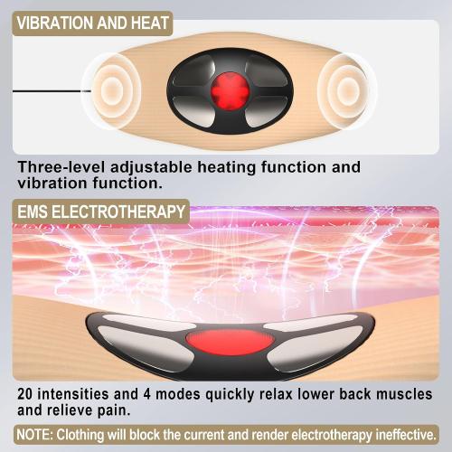 Electric Back Stretcher for Lower Back Pain Relief, Lumbar Traction Device with Dynamic Airbag Traction, 3 Level Hot Compress, Vibration, and 20 Levels of Electrotherapy, Back Massager