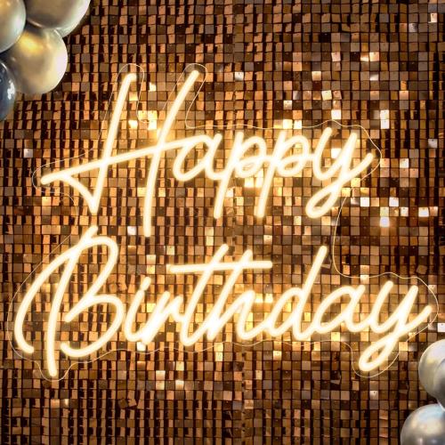 Kavaas Happy Birthday Neon Sign 16.5 x 12.2, Neon Happy Birthday Sign for Backdrop with Dimmable Switch - Birthday Light Up Sign Party Decoration (Warm White)