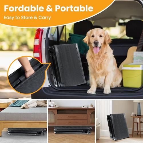 Size 71x17 Color Black Dog Ramp for Car, 71''x 17'' Pet Ramp for Large Dogs with Anti-Slip Surface, Extra Long Dog Ramps Up to 250LBS for Truck SUV Van Stairs, Folding Car Ramp for Dogs to Get on Bed Couch
