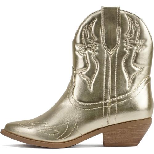 Soda RIGGING ~ Women Western Stitched Pointe Toe Low Heel Ankle Mid Shaft Boots (SIZE 6)
