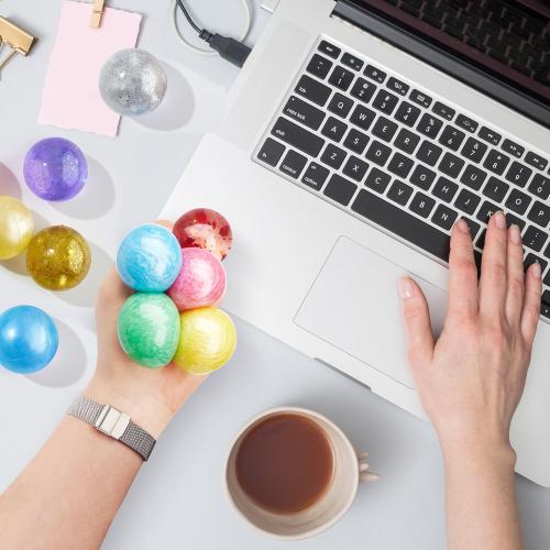 JOYIN 24 Pack Mini Stress Balls, Squishy Balls for Adults, Stress Relief Fidget Toys Bulk, Glitter Squeeze Sensory Toys for Kids, Party Favors, Birthday Gifts Goodie Bags Stuffers