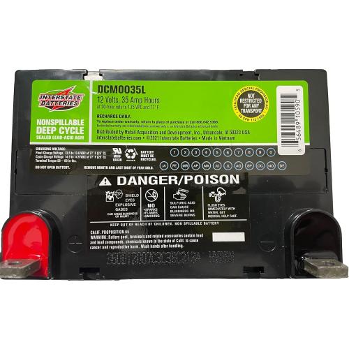Interstate Batteries 12V 35Ah Deep Cycle Mobility Battery (Group U1 or GT9L) VRLA SLA AGM (L Terminal) Rechargeable Replacement for Scooters, Medical Devices, Wheelchairs (DCM0035L)