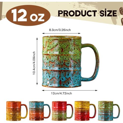 Coffee Mugs Set of 4,12 Oz Coffee Cups Ceramic, Perfect for Office Family Gatherings - Dishwasher and Microwave Safe (4, Green and Blue)