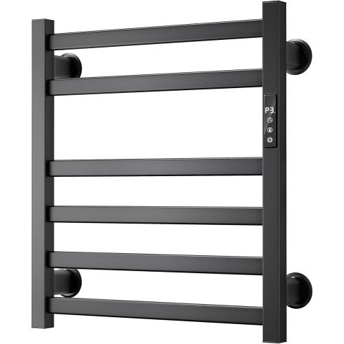 Electric Towel Warmer Wall Mounted, 6 Bar Heated Towel Rack with Intelligent Timer & Temp Control, Plug-in/Hardwire, Left and Right Compatible