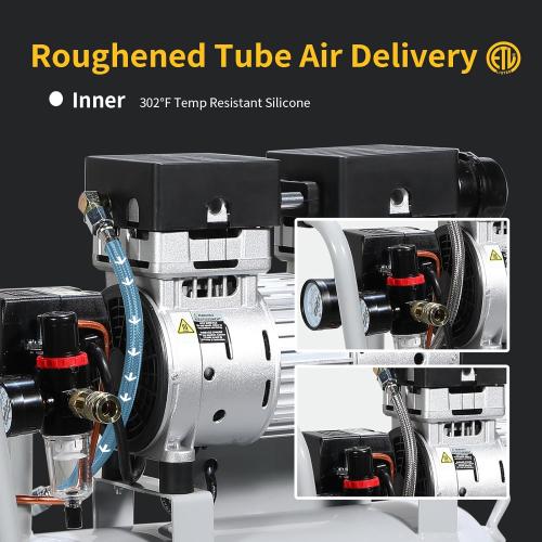 Size 2 Gallon Portable Air Compressor 0.75HP 1.7 CFM@90PSI 60dB Ultra Quiet Oil Free Air Compressor Ideal for Tire Inflation Pneumatic Tool Spray Painting