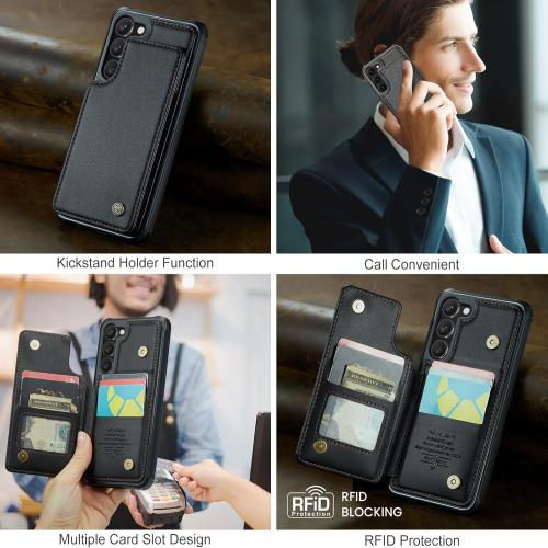 Vinich for Samsung Galaxy S23 Plus Wallet Case with Card Holder, RFID Blocking Credit Slots Kickstand Shockproof Phone Cover Fit for Galaxy S23 Plus 6.6 Black