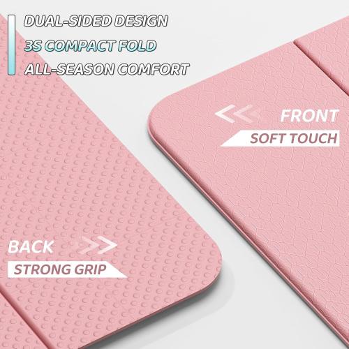 ILILI Foldable Yoga Mat 71 * 24 * 0.3 Inch | Lightweight TPE Non Slip Exercise Mat, Waterproof Portable Fitness Mat for Home Gym, Pilates, Stretching & Daily Workouts