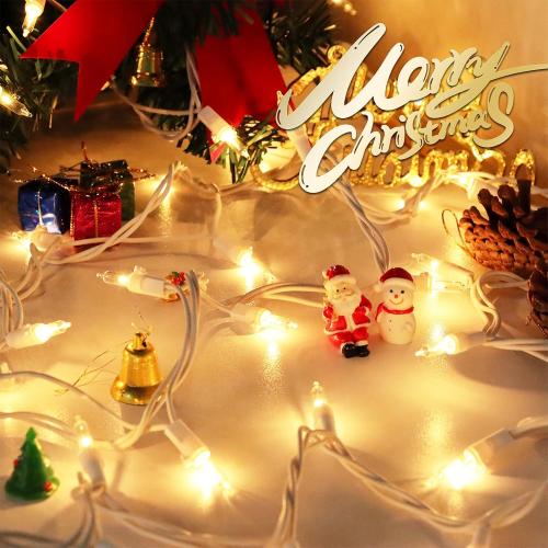 Clear Christmas Lights 33FT 100 Incandescent Bulbs Warm White Mini Lights with White Wire for Christmas Tree, Garland, Thanksgiving, Wedding, Party, Home, Indoor & Outdoor Festival Decoration