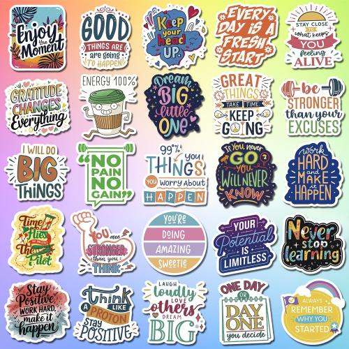 200PCS Holographic Quote Stickers, Motivational and Inspirational Vinyl Stickers with Positive Affirmations for Teens Adults Teachers, Waterproof Glitter Stickers for Water Bottles Laptop Scrapbook