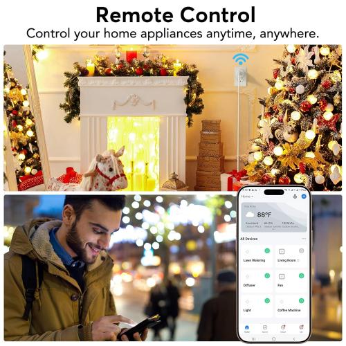 EIGHTREE Smart Plug, Smart Home WiFi Outlet Works with Alexa & Google Home, Smart Socket with Remote Control & Timer Function, 2.4GHz WiFi Only, 4 Packs