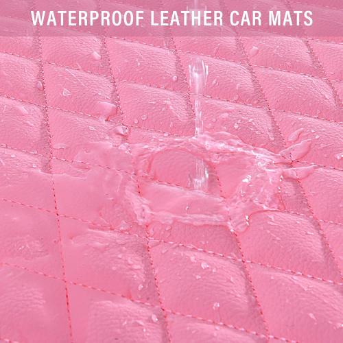 CAR PASS Bling Leather Car Mats Shining Diamond Floor Mats Crystal Rhinestones Sparkly Glitter Carpet Anti-Slip Waterproof Pad Universal Fit for Automotive SUV, Sedan, Van, 5pcs for Girl Women Pink