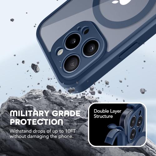 for iPhone 15 Pro Max Case, Compatible with MagSafe, Built-in Privacy Screen Protector and Camera Protection, Anti Spy Full Body Dustproof Shockproof Hard Phone Case 6.7, Dark Blue