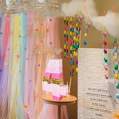 PCFING 20 Inch Number 4 Piñata Pink Gold with 30 Inch Piñata Stick Blindfold Confetti for Boys Girls Adults Birthday Party Decorations, Anniversary Celebration, Fiesta
