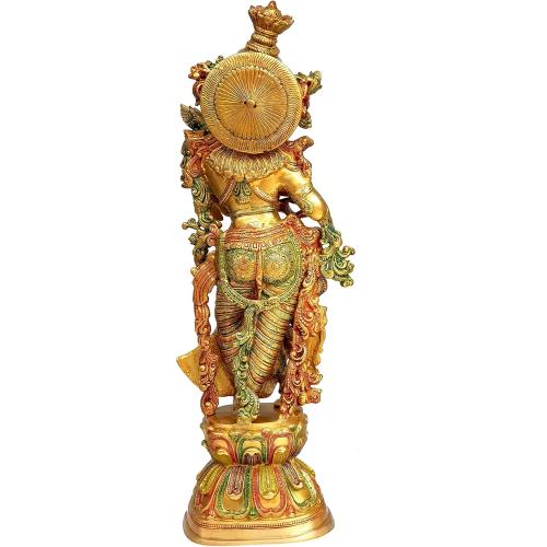 Size 21 eSplanade - Brass Radha Krishna Idol Statue Sculpture - Big Size (21) (Radha Coloured)