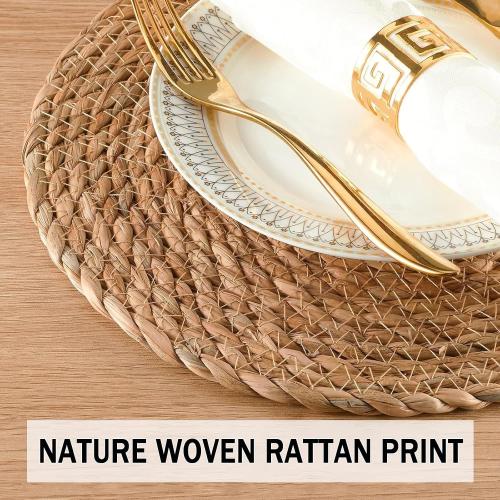 Handmade Heat Resistant Round Woven Placemats Set of 13 Wicker Boho No Chemical Natural Water Hyacinth Place Mats, Farmhouse Table Mats for Kitchen Dining Table,Home Decorations,Wedding