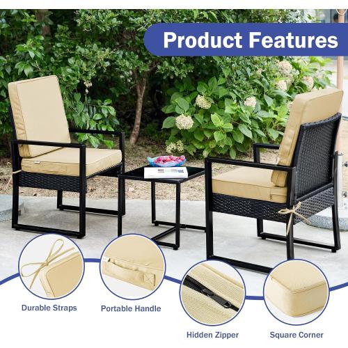 Outdoor Seat Cushion Set 24 x 24 x 4 Inch, Outdoor Cushions for Patio Furniture, Waterproof & Fade Resistant Outdoor Chair Cushions, Deep Seat Cushions with Removable Cover, Beige