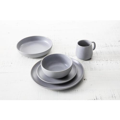 Fortessa Sound Stoneware 16 Piece Dinnerware Set, Service for 4, Cement