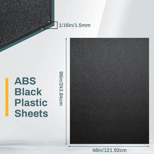 Frienda 1 Pack 48 X 96 X 1/16 ABS Black Plastic Sheet Two Sided Textured Thick DIY Materials Flexible Moldable Plastic Panel for DIY Home Decor, Automotive, Industrial, Handcrafts
