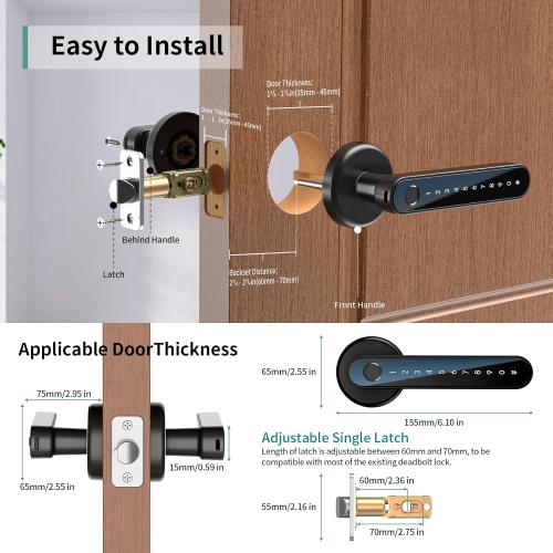 IRONZON Fingerprint Door Lock Biometric Door Lock with Keypad with Handle for Home Hotel Office Apartment Bedroom