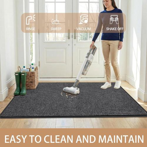 100pointONE Front Door Mat, Heavy Duty Indoor Outdoor Doormat for Entryway, 72 x 48 Low Profile Outdoor Mats for Home Entrance, Stain and Fade Resistant Welcome Mat for High Traffic Area, Dark Grey