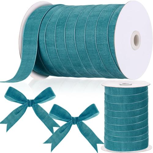 Chuangdi 1 Inch, 60 Yard Christmas Teal Blue Velvet Ribbon Wide Vintage Velvet Ribbons for Christmas Tree Ornaments Flower Bouquets Wedding Wreath Bow Making DIY Craft Choker