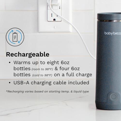 Baby Brezza Portable Warmer – used 67% Faster Baby Bottle Warming - Travel Breastmilk and Formula Warmer - Safe, Even Heating - Up to 9oz - No Adapters, Black