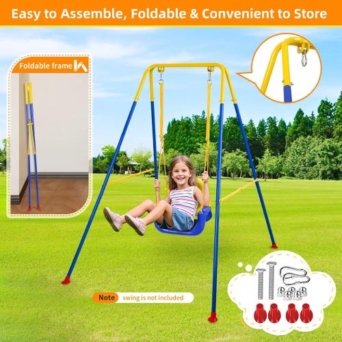 Foldable Swing Stand for Kids, Heavy-Duty Metal Swing Frame for Indoor/Outdoor, Suitable for Most Baby Toddler Swings, Easy to Assemble & Store, Swings not Included (Blue)