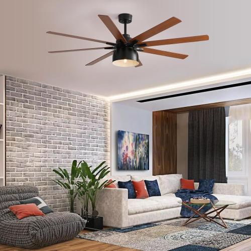 Size  66 Inch Ceiling Fans with Lights and Remote, Outdoor Ceiling Fan with Light 8 Blade 6-Speed 3-Timer Farmhouse Ceiling Fan with Light Reversible DC Motor for Living Room Kitchen Patio