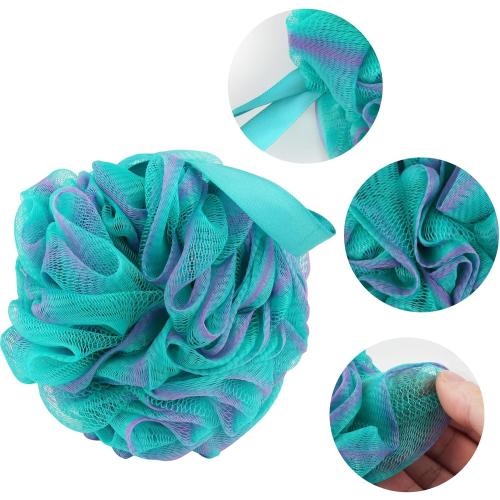 Fu Store Loofah Sponge Shower Loofahs 60g Bath Sponges Mesh Balls 4 Colors for Body Scrubber Exfoliator Wash Back Scrubbers Bathroom Men Women - 4 Pack Cleaning Bathing Accessories