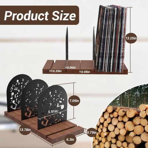 Vinyl Record Storage, Record Holder for 70-100 LP, Solid Pine Wood Vinyl Holder Record Stand, Sturdy Organizer Display Shelf for Collectibles, Album Covers, Magazine File, Books, Picture Ledge, Decor