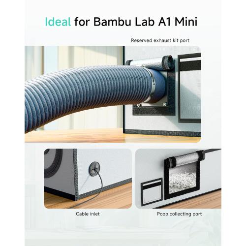 3D Printer Enclosure for Bambu Lab A1 Combo, Stainless Steel Frame Enclosure with LED Light, Fireproof Dustproof Noise Reduction Constant Temperature 3D Printer Cover, 838x588x588MM