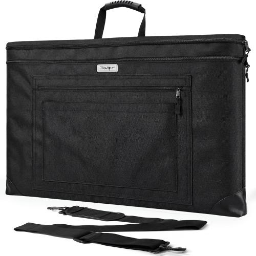JusArt Art Portfolio Bag, 24x36 Foldable Light Weight Portfolio Folder Case with Adjustable Shoulder Strap, Leather Corners, Waterproof Art Bag for Artists and Adults for Artwork, Poster, Sketching