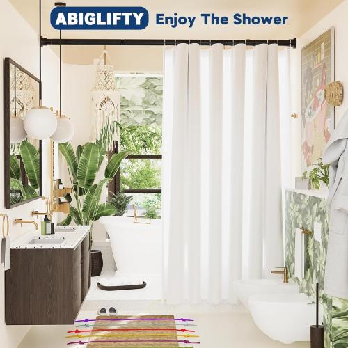 Abiglifty Black Shower Curtain Rod 30~85 Inches Adjustable Stainless Steel Shower Curtain Rods Spring Tension,Tension Curtain Rod,Non Slip,No Drilling, Sturdy and Durable.