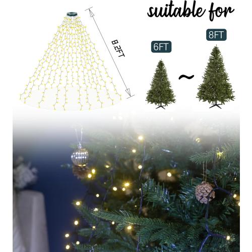 Cascading Twinkle Lights for Christmas Tree,400 LED Christmas Tree Lights with 8 Modes,6.6FT x 16 String Lights with Timer for Indoor Party Xmas Decorations(Warm White)