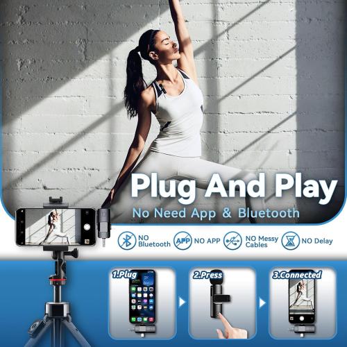 4 in 1 Mini Microphone Wireless Lavalier Microphone for iPhone Android Computer Laptop Camera USB-C,2.4G Ultra-Low Delay,Noise Reduction,Double Lapel Microphone for YouTube TikTok Vlog