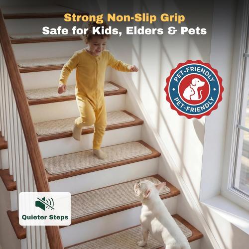 MBIGM Carpet Stair Treads for Wooden Steps, 15 Pack, 8 x 30, Cornstalk