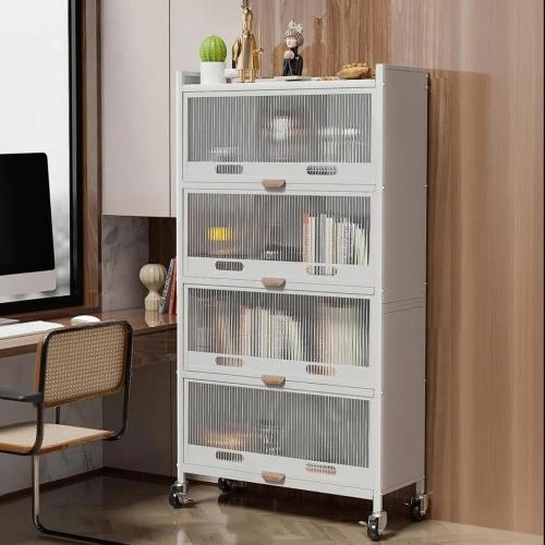5-Tier Kitchen Storage Cabinet,Microwave Stand,Freestanding Kitchen Bakers Rack with 4 Rolling Casters,for Dining Room, Living Room and Study (White, 12.6X 27.6 x 57.3)
