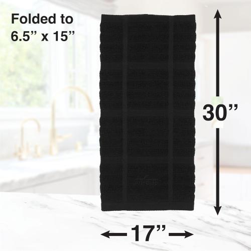 All-Clad Solid Kitchen Towel: Highly Absorbent, Super Soft Long Lasting - 100% Cotton, 17x30 Tea Towel for Cleaning & Drying Dishes, Pans, Glassware, or Countertops, (6-Pack), Black
