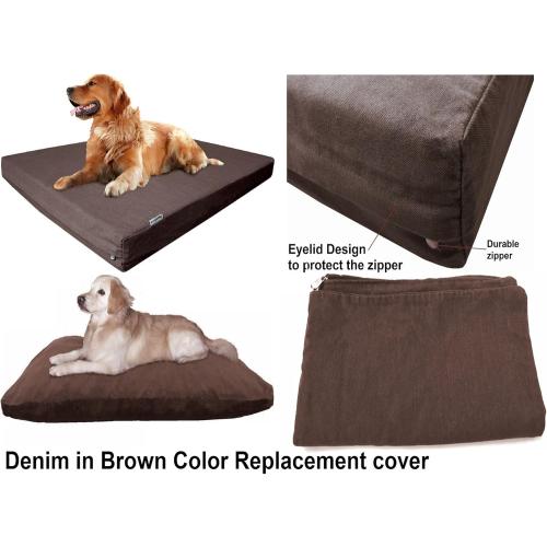 Dogbed4less Heavy Duty Chocolate Brown Denim Jean Dog Pet Bed External Cover - Replacement Cover only - 6 Sizes : Small Medium, Large, XL, XXL and XXXL (35X20X4)