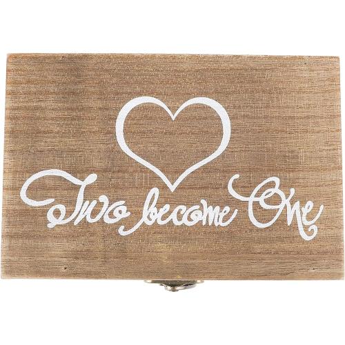 Juvale Ring Bearer Box - 6 x 4 x 2 in, Brown Rustic Wood - Wedding Ring Box for Ceremony with Burlap Pillow & Mr & Mrs Inscription