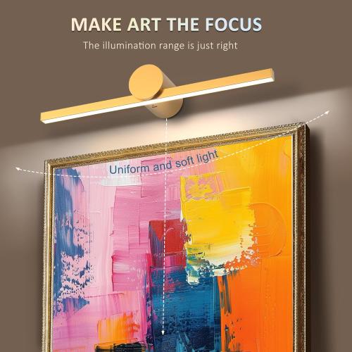 ZitoStory Battery Operated Picture Light with Remote,Wireless Dimmable Art Lights for Paintings Rechargeable Gallery Light Artwork Lighting for Canvas, Portrait (Gold,11.4'' Inch)