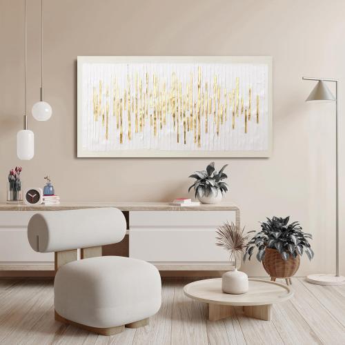 Canvas Wall Art Decor Modern Wall Decor For Living Room Gold Abstract Wall Art White Textured Wall Art Abstract Art Artwork for Walls Canvas Prints Art Work For Home Office Wall Decor