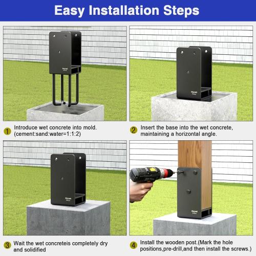 6x6 Concrete Post Anchor, Heavy Duty Stainless Steel Concrete Fence Post Holder with Air Flow Channe Post Base Bracket for Fence, Deck Railing,Pergola, 2Pack[Patent Pending]