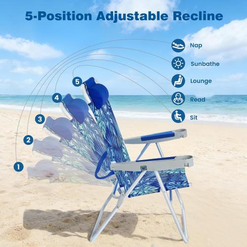 SUNNYFEEL Oversized Tall Folding Beach Chair Lightweight, 17 Portable Sand Chair for Adults Heavy Duty 300 LBS with Cup Holders, Foldable High Camping Lawn Chairs for Camp/Outdoor/Picnic/Sports