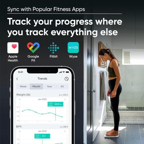 Black Wyze Smart Scale for Body Weight and Fat, Digital Bathroom Scale, Weighing Machine for People's Muscle BMI, Bluetooth Electronic Body Composition Monitor, 400lb