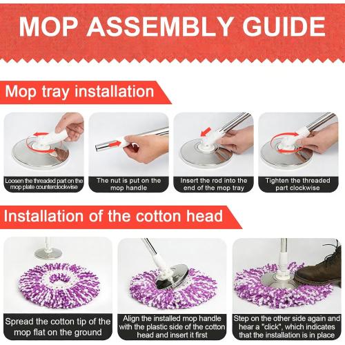Color Blue Extended Spin Mop Replacement Mop Handle, Upgraded 60-inch 360 Degrees Rotating Telescopic Replacement Mop Stick for Spin Mop Bucket Cleaning System (Stainless Steel Disc, Blue)