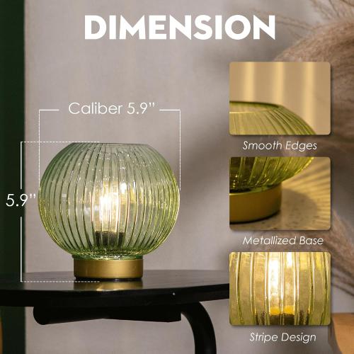 Battery Operated Lamp with Remote Control,Battery Powered Table Lamps with Timer&Replaceable LED Blub,Dimmable Brightness Small Lamp for New Home Gift Decorative Corner Bedroom (Green)